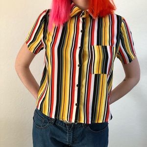 No Comment my/la striped shirt sleeve button up